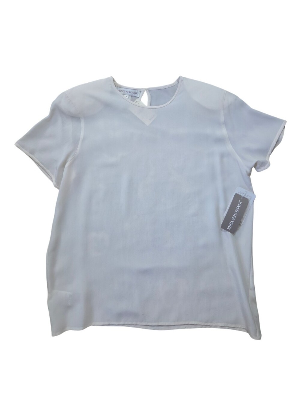 Vtg Jones New York 100% Silk Top Womens 8 M Off White Sheer Shirt Blouse Poet